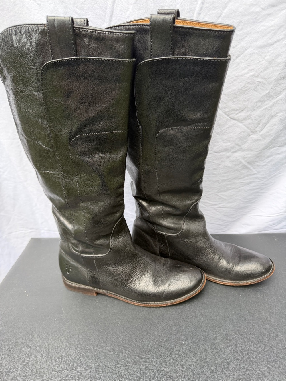 Frye Black Tall Leather Riding Boots